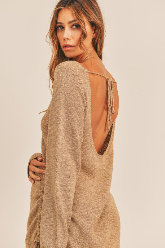 open back knit sweater dress Asher Open Back Knit Dress