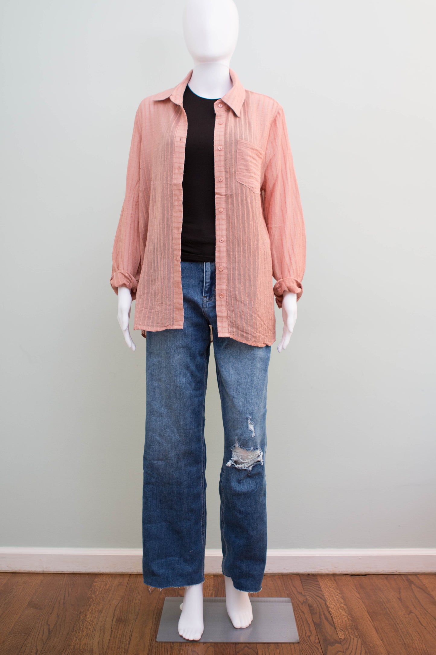 Matilda Sheer Button Down Textured Shirt