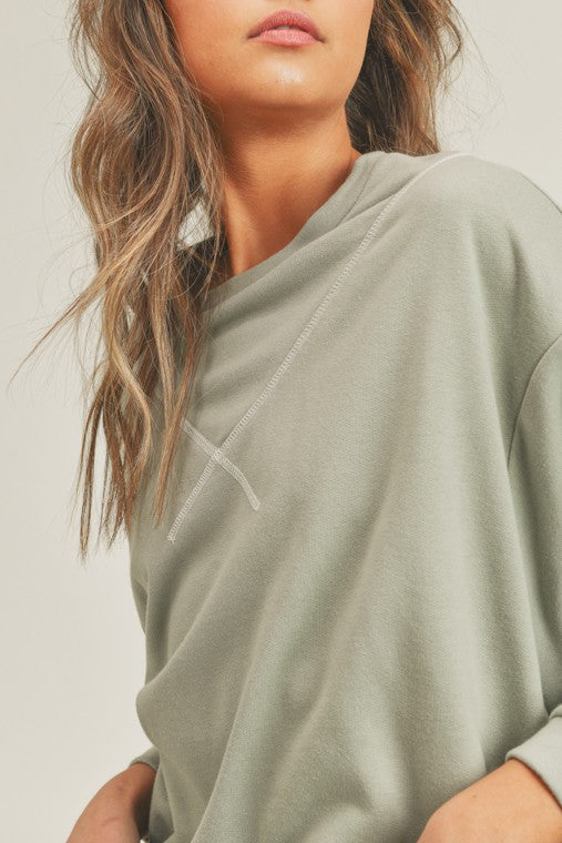 Leah Contrast Stitch Knit Top