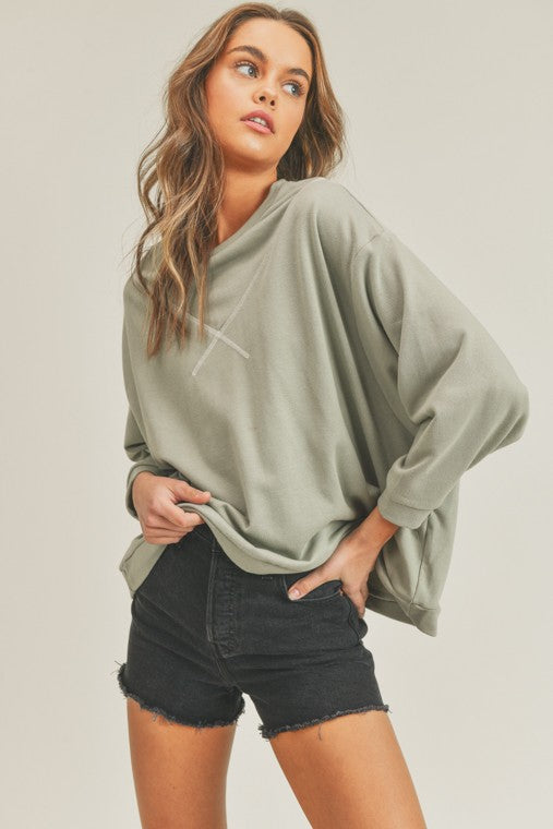 Leah Contrast Stitch Knit Top