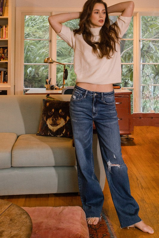Stretch High Waisted Medium Wash 90's Dad Jeans
