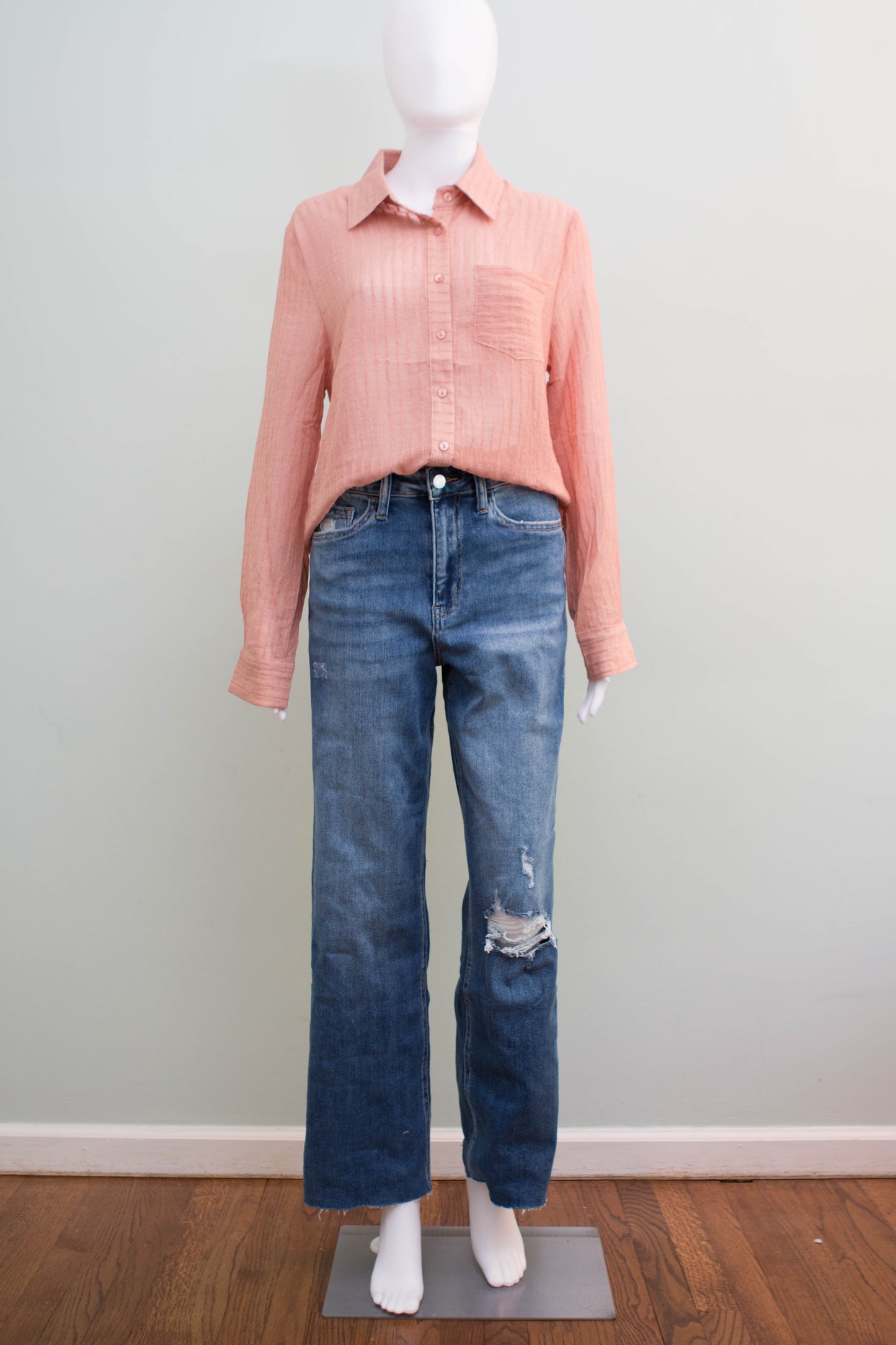 Matilda Sheer Button Down Textured Shirt