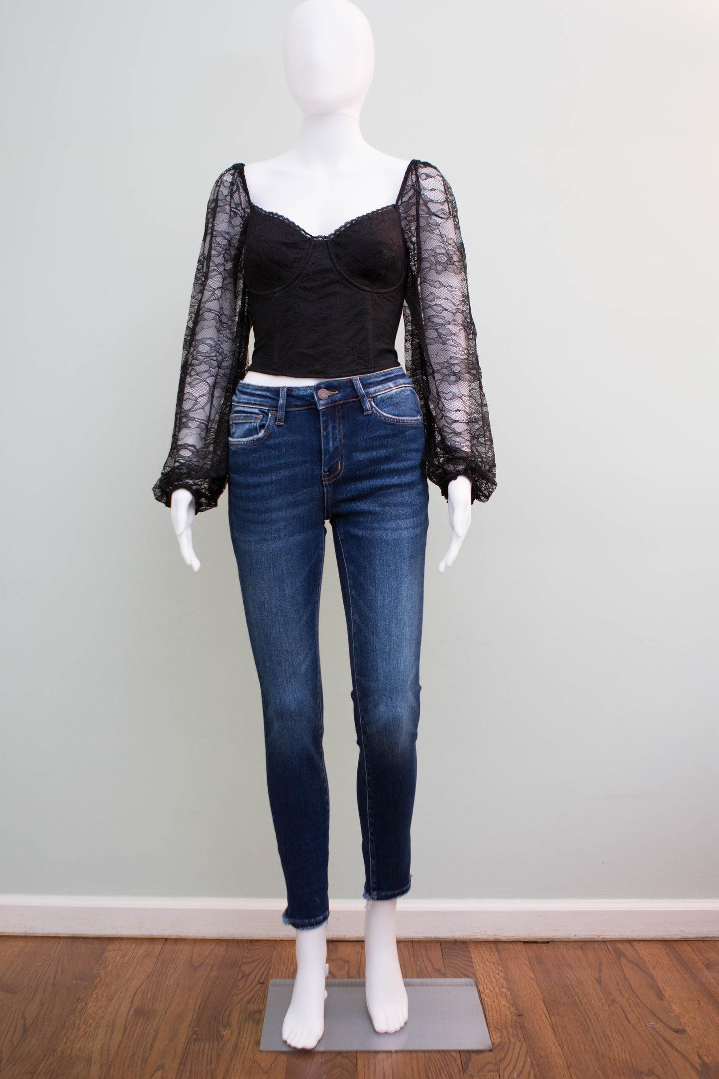 Lyla Long Sleeve Lace Bustier Top
